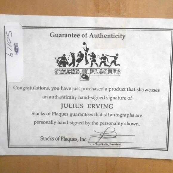 Julius Erving Signed Philadelphia 76ersPhoto Plaque w/Stacks of Plaques COA